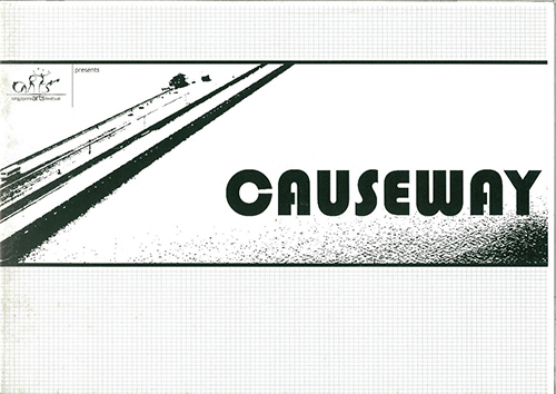 The Programme for "Causeway" has a horizontal black and white image of the Singapore-Malaysia causeway running across the left bottom to the top.
