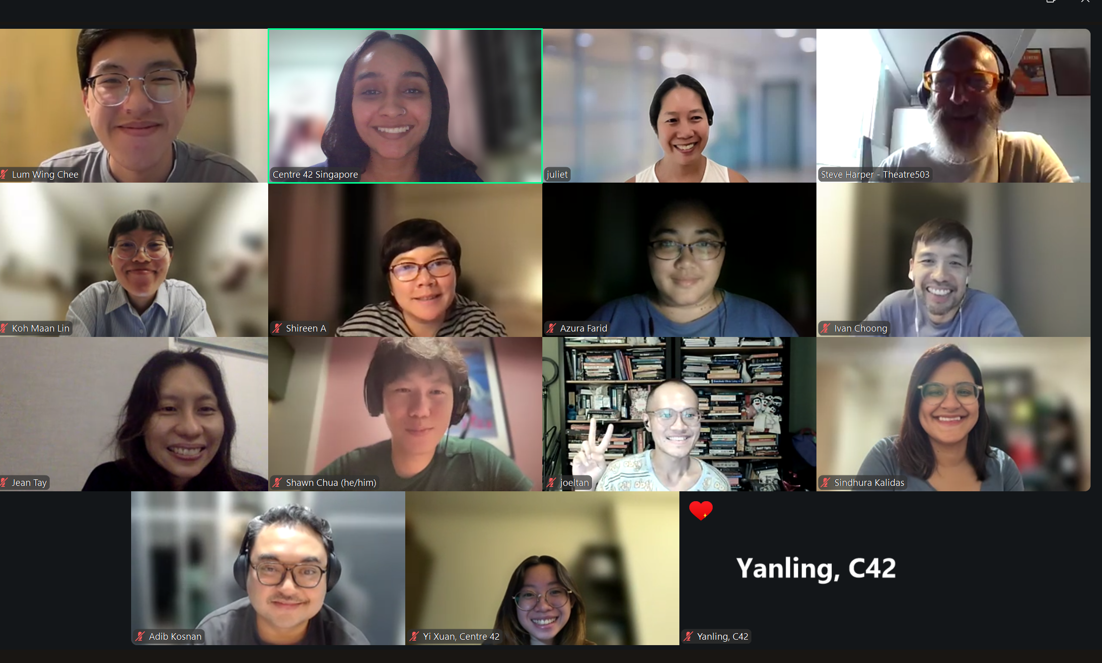 A zoom session featuring Steve Harper and all the participants of the workshop, smiling