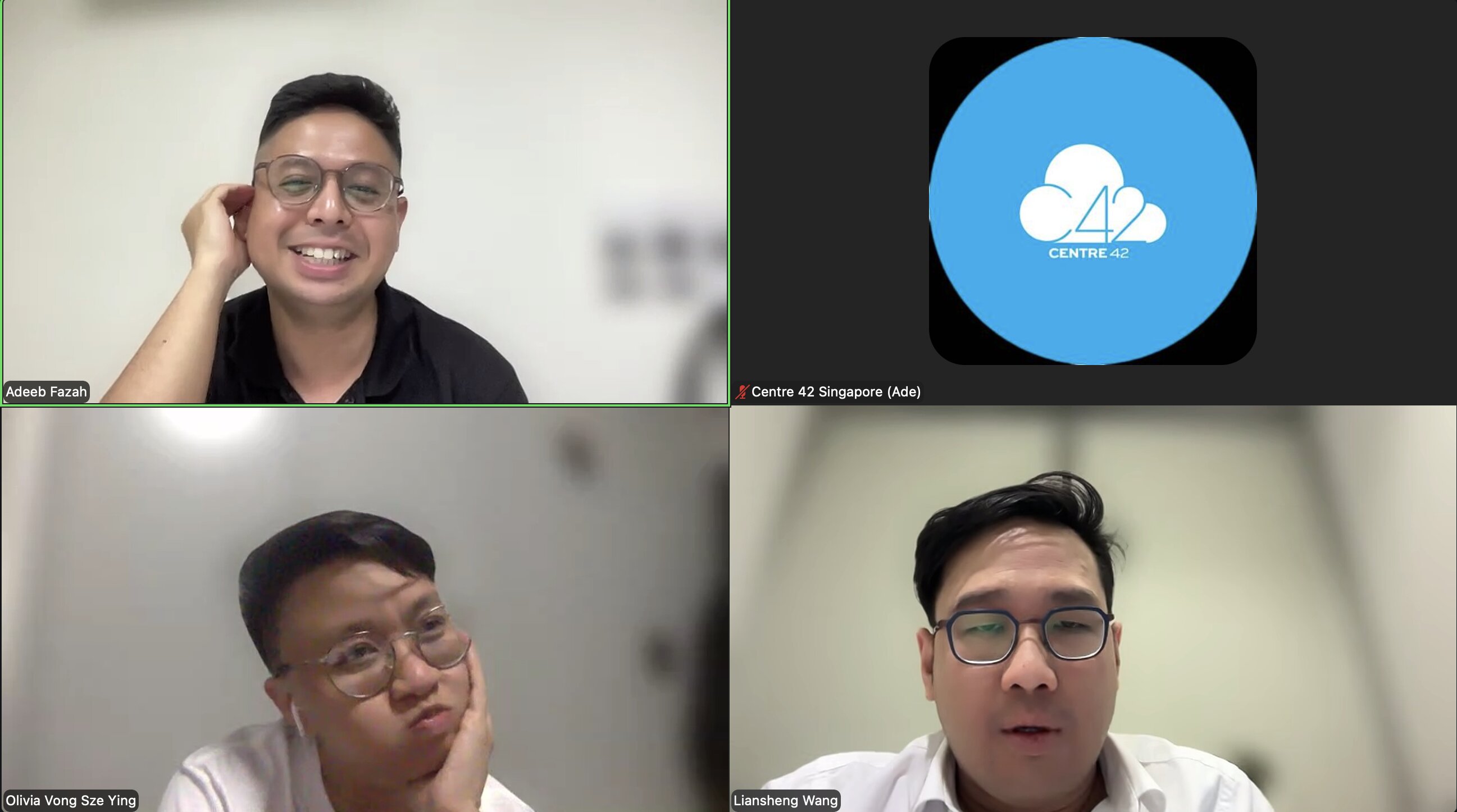 Four persons in a Zoom session.